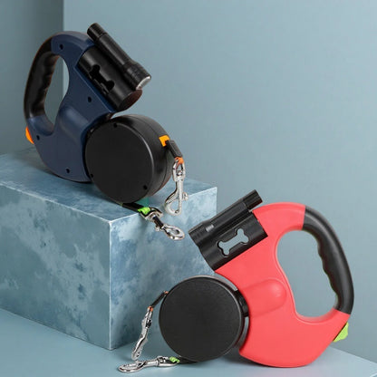 2Dog - Die Einziehbare Doppel-Hundeleine mit LED-Licht, 360° drehbar